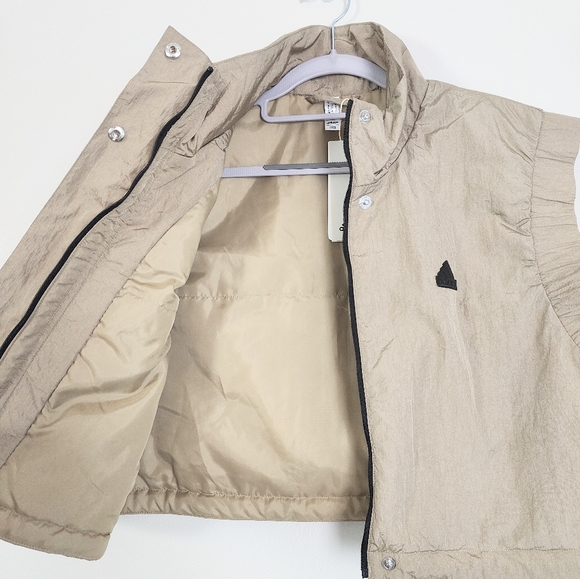 Adidas Women's XL City Escape Crop Vest Jacket Blanch Cargo Sporty Brown Zip - Picture 5 of 13